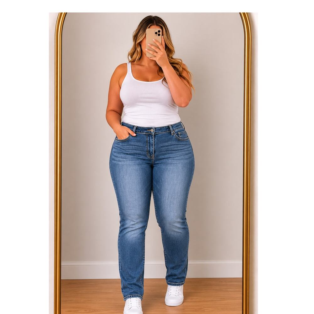 Maurices 🌿 Women’s Size 20 Long Jeans Medium Wash Stretch Denim - Picture 1 of 11